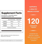 1000mg Vitamin C, 120 Chewable Tablets, 60 Day Supply, Supplement for Immune Support, Gluten-Free, Orange Flavor, 2 Pack