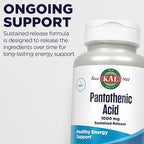 KAL Pantothenic Acid 1000mg Supplement for Men & Women - Vitamin B5 1000 mg, Supports Cellular Energy Metabolism, Nerve Function, Sustained Release, Vegan - 100 Tablets