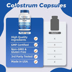 Organic Bovine Colostrum Capsules, 1400mg Colostrum Supplement Powder for Immune & Gut Support, Energy Support, Skin Health, Hair Growth - No Fillers, Non-GMO, 120 Capsules
