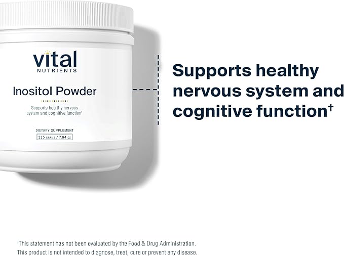 Vital Nutrients Inositol Powder - Myo Inositol Supplement for Women and Men - Supports Energy, Nervous System, Metabolism & Ovarian Function* - Vegan, Gluten, Dairy, Soy Free - 56 Servings