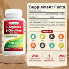 Best Naturals L-Arginine L-Citrulline Complex 1000 mg 250 Tablets (250 Count (Pack of 3))