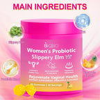Feminine Probiotics Gummies, Slippery Elm for Women, Vaginal Health Supplement for pH Balance, Odor Control, Yeast Balance, Flora Immune Support, Suagr-Free, Veagn, Pineapple Flavor, 60 Count