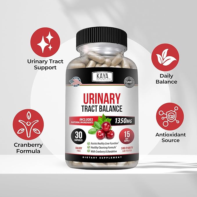 Kaya Naturals - D-Mannose - Urinary Tract UT Cleanse & Bladder Health - Made with Cranberry, Hibiscus & Dandelion Root - D Mannose Capsules Cranberry Supplement - 30 Veggie Capsules