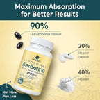 Liposomal Berberine - Berberine Supplement Activates AMPK, Supports Body Balance in Women and Men -Support Immune Function, Gut Function, Non-GMO, Sugar-Free, 60 Softgels