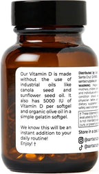 Santa Cruz Paleo Vitamin D3 5000 IU Softgels, Daily Supplement with Olive Oil for Men and Women, Formulated for Absorption, Supports Bone Health, Gluten Free, Sugar Free, Paleo, Keto, 60 Count