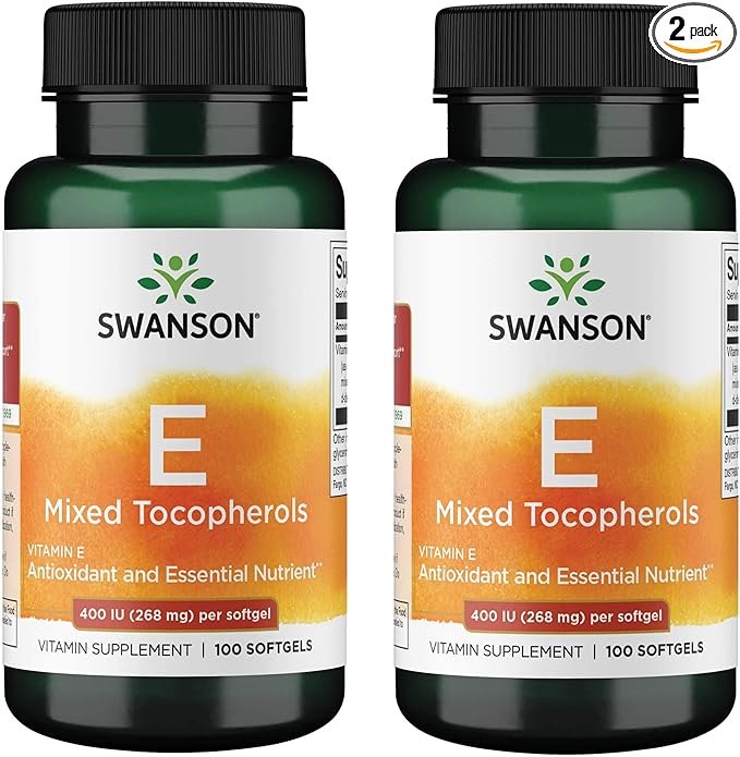 Swanson Vitamin E Mixed Tocopherols 400 Iu (268 mg) 100 Sgels (2 Pack)