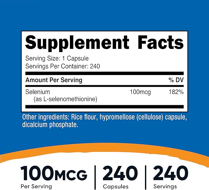 Nutricost Selenium Supplement 100mcg, 240 Capsules, Vegetarian, Gluten Free & Non-GMO