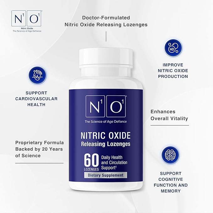 N1O1 Nitric Oxide Lozenges for Heart Health Support - Dietary Supplement for Blood Flow, Oxygenation and Blood Pressure - 120 Count