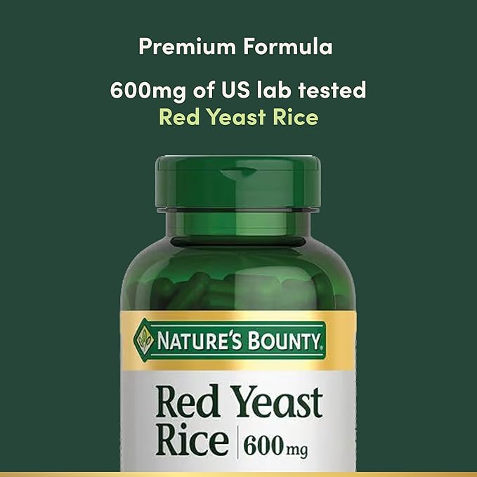 Nature's Bounty Red Yeast Rice, Herbal Supplement, 600mg, 250 Capsules (Pack of 3)