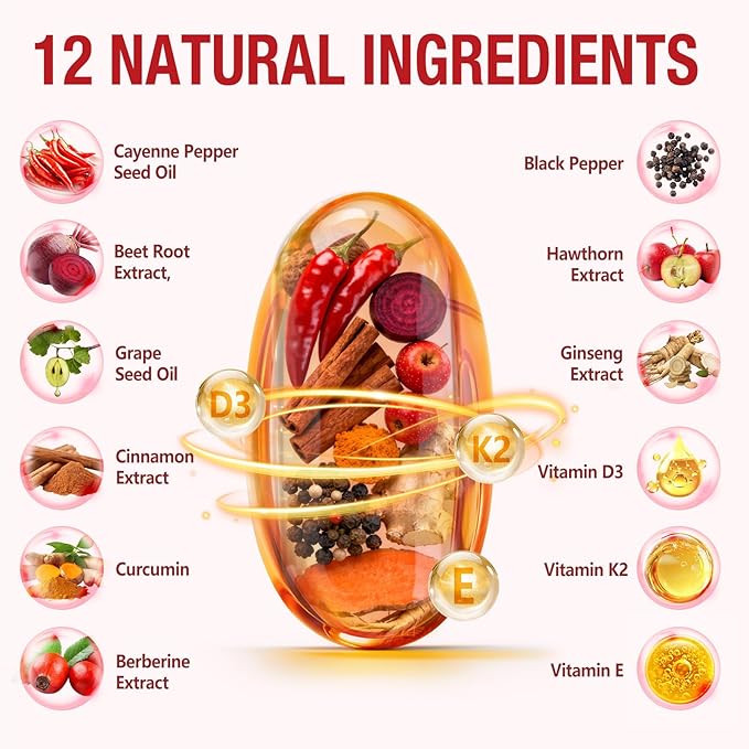 Liefiet Cayenne Pepper Capsules 3000mg Per Serving, Cayenne Pepper Softgels Supplement with Vitamin E D3+K2, Supports Heart and Blood Vessel Health, 240 Softgels