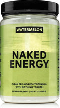 NAKED Watermelon Energy - Clean Pre Workout Supplement for Men and Women, NSF Certified, Vegan Friendly, No Added Sweeteners, Colors Or Flavors - 30 Servings