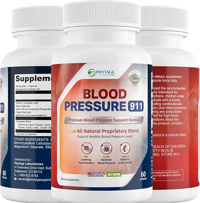 Blood Pressure 911 Premium Supplement - BP Support Pills. 3 Pack