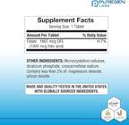 Puregen Labs Folic Acid 1000 mcg Tablets | Vitamin B9 | Non-GMO | Gluten Free | Value Size 1000 Tablets