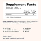 EZ Melts Melatonin - Sleep Support Supplement - No Artificial Flavors - Non-GMO & Sugar-Free - Cool Mint - 60 Dissolvable Tablets (60 Servings)