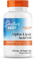 Doctor's Best Alpha Lipoic Acid Supplement 600mg - Alpha-Lipoic Acid Caps for Men & Women, ALA Antioxidant Support for Nerve Health, Aids in Cellular Function, Non GMO, Gluten Free - 60 Veg Capsules