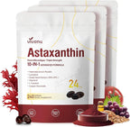 VivoNu Astaxanthin 24mg – Powerful Antioxidant Support for Skin, Eyes & Immune System – 10-in-1 Formula with Lycopene, Grape Seed, Vitamin E & Zinc – Triple Strength, 720 Softgels, 3 Bag