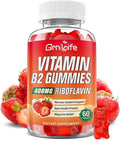 Vitamin B2 Gummies, Riboflavin 400mg with Magnesium for Kids & Adults, B2 Gummies for Migraine Relief & Energy Support, Strawberry Flavor, 60 Count