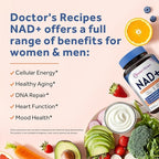 Doctor's Recipes NAD Supplement, Nicotinamide Riboside, Resveratrol, NMN Alternative for Anti-Aging, w/Magnesium Glycinate & L-Tryptophan, 650mg Per Serving, Energy & Mood Boost, 60 Vegan Capsules
