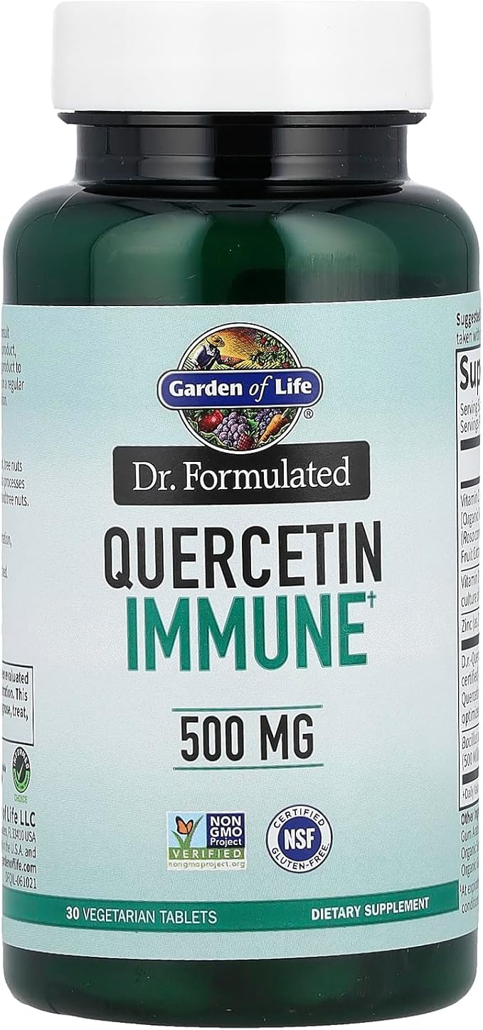 Garden of Life Quercetin Once Daily Immune System Support Supplement with Vitamin C, D & Probiotics – Dr Formulated – Immune Health, Respiratory and Skin Health, Gluten Free, Non GMO – 30 tablets
