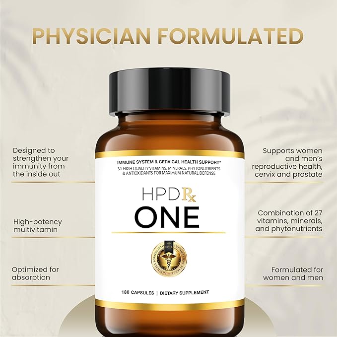 HPD Rx ONE Immunity Boost Multivitamin Supplements for Women and Men | Advanced Immunity Defense Support | Helps Immune Response | 1-Month Supply, 180 Capsules, Pack of 1