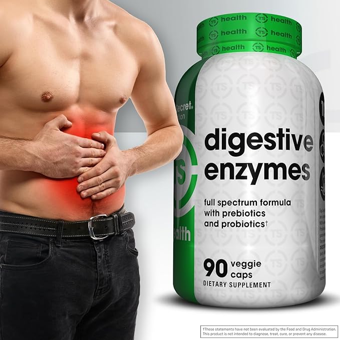 Top Secret Nutrition Digestive Enzymes | Full Spectrum Prebiotics & Probiotics | 10 Enzymes | for Gut Health, Bloating & Nutrient Absorption | 90 Capsules