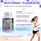 Clean Nutraceuticals Magnesium Complex with Magnesium Glycinate Citrate Malate Oxide Taurate Aspartate Orotate & Mag Chloride, Zinc Copper Manganese (90 Count (Pack of 2))