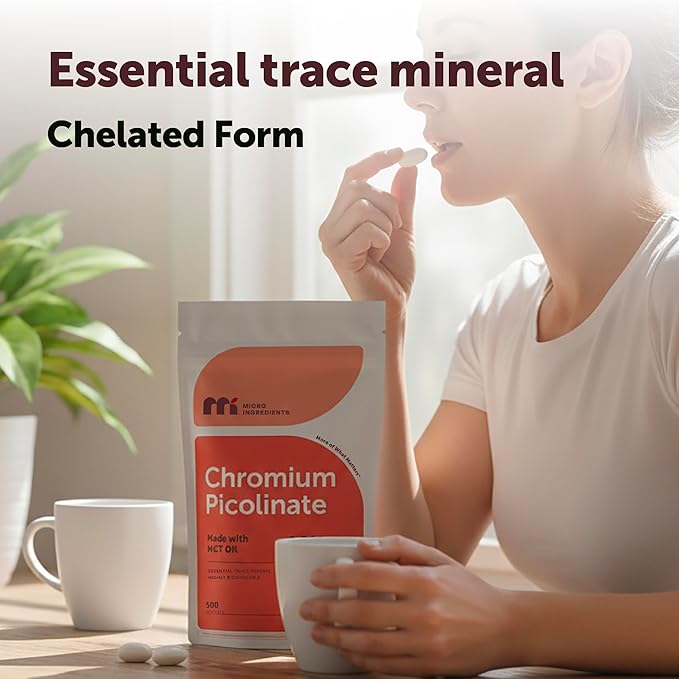 Micro Ingredients Chromium Picolinate 1,000 mcg Per Serving, 500 Softgels, 1 Year Supply | Chelated Essential Mineral Supplement with MCT Oil | Non-GMO