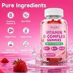2 Pack Vitamin B-Complex Gummies for Women & Men, Methyl B12, B1, B2, B3, B5, B6, B7 & B9 - Vitamin B Complex with Vitamin C Supports Energy & Immune Function, Strawberry Flavor, 120 Count