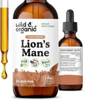 Wild & Organic Lions Mane Liquid Drops - Focus & Brain Support - Lions Mane Supplement - Hericium Erinaceus Mushroom Extract Tincture - Mix with Powder & Add to Tea - Alcohol & Sugar-Free - 2 fl oz