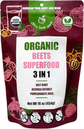 Cherie Sweet Heart USDA Organic Beets Superfood Powder, 3-in-1 Nitric Oxide, Support Healthy Blood Pressure and Blood Circulation, 454g, 16 oz Pouch