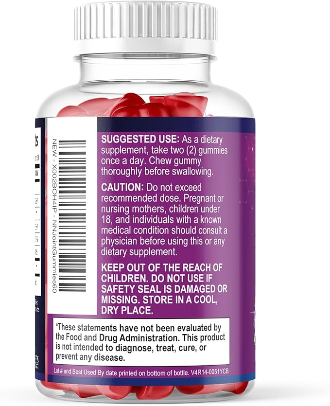 Joint Support Gummies - Glucosamine Plus Vitamin E Nature's Joint Support Supplement for Occasional Discomfort for Back, Knees & Hands - Cartilage & Joint Health & Flexibility Support - 60 Gummies