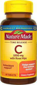 Nature Made Vitamin C 1000mg with Rose Hips, Dietary Vitamin C Supplement for Immune Support, 60 Time Release Tablets, 60 Day Supply