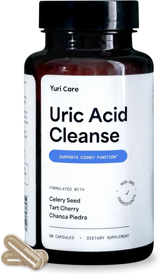 Natural Uric Acid Cleanse with Celery Seed, Chanca Piedra, Pomegranate Extract, Tart Cherry Extract Capsules - Kidney Cleanse Detox & Repair for Uric Acid Flush