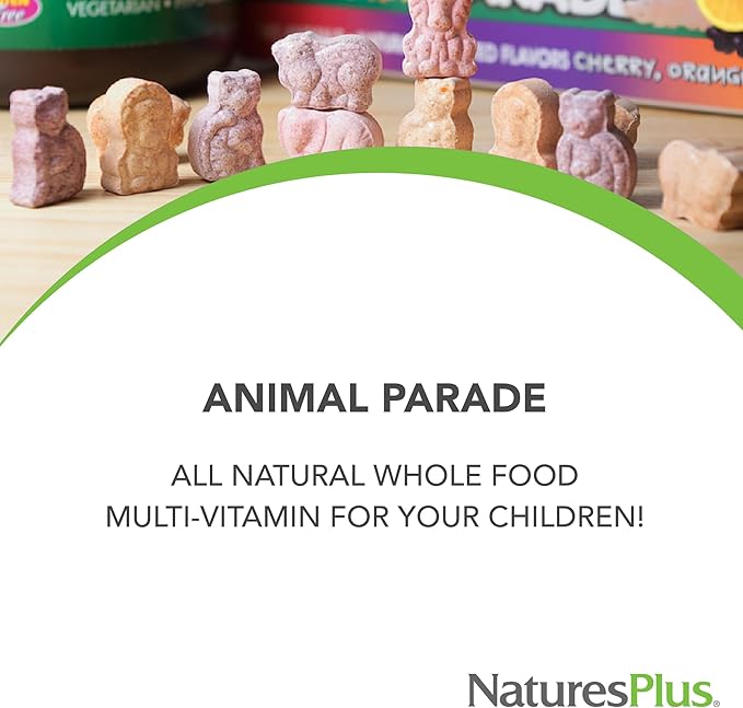 NaturesPlus Animal Parade MagKidz, Natural Cherry Flavor - 90 Animal-Shaped, Chewable Tablets - Pack of 2 - Bone & Muscle Health Support - Non-GMO, Vegan, Gluten Free, Sugar Free - 90 Total Servings