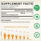 1000mg Liposomal CoQ10 Ubiquinol, 60 Vegan Softgels, High Absorption Ubiquinol CoQ10 Supplement, Active Antioxidant Form of Coenzyme Q10 for Heart Function & Energy Production