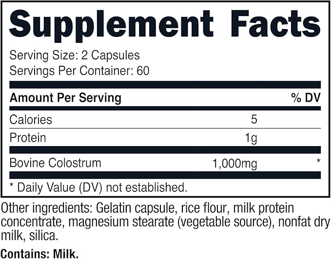 Nutricost Colostrum 500mg, 120 Caps (2 Bottles)