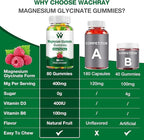Magnesium Glycinate Gummies for Adults - Sugar Free Magnesium Potassium Supplement for Calm Mood, Muscle, Bone & Energy Support, 80 Gummies