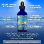 USDA Organic Ionic Zinc Droppers for Men, Women & Kids | Liquid Zinc Supplement Trace Mineral Formula | Immune Function | Skin Health | 98% Absorption | Sugar-Free, Vegan, Non-GMO | 4 Fl Oz