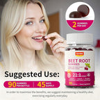 Organic Beet Root Gummies, Mixed Berry Flavor Supplements,Natural Extract, 21:1 Concentrate, Sugar Free Chews, Energy, Vitality & Performance Support, Beetroot Gummies