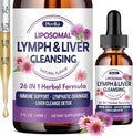 Liposomal Lymphatic Drainage Drops, 26 in 1 Liver Cleanse Detox & Repair with Milk Thistle, Echinacea, Glutathione, Vitamins, Lymph-Liver Cleanse, Gut & Metabolic Health - Natural Flavor 2 Fl Oz