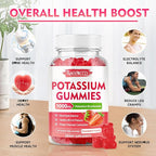 2 Pack Potassium Gummies 1000mg, Potassium Bicarbonate Supplement for Adults & Kids, Potassium Supplement for Electrolyte Balance & Muscle Heath, Sugar-Free, Strawberry Flavor, 120 Count