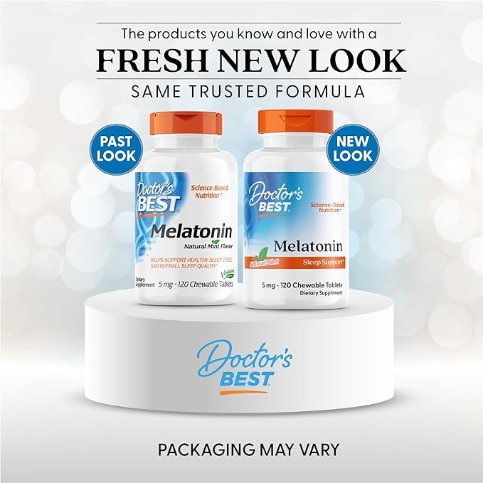 Doctors Best Melatonin 5mg Chewables for Adults - Sleep Support for Men & Women, Melatonin Supplement 5 mg, Gluten Free, Vegan, Non GMO, Natural Mint Flavor - 120 Chewable Tablets