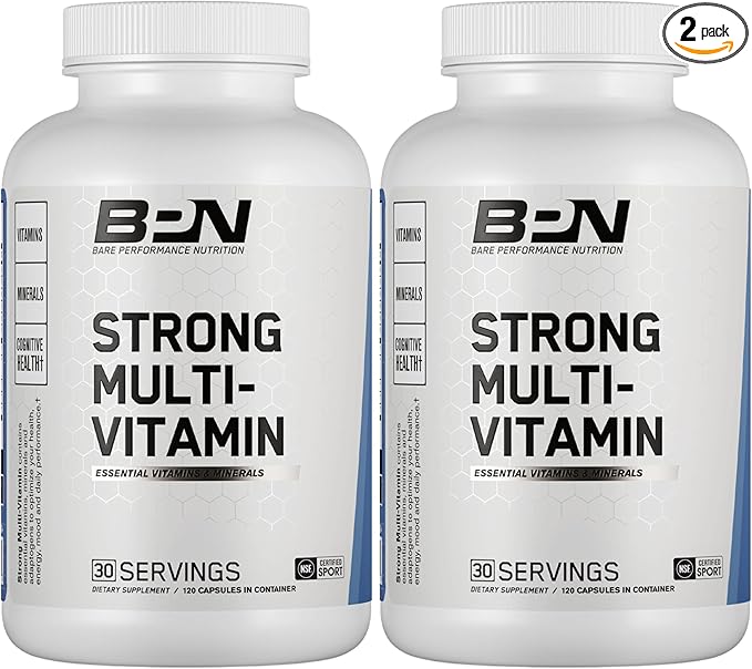 BARE PERFORMANCE NUTRITION, BPN Strong Multi-Vitamin, Foundational Health, Improved Mood and Sleep, Adaptogens, Improved Cognitive Health (Pack of 2)
