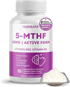 High Potency 5-MTHF (Active Form) with Vitamin B12, Vitamin B6, Magnesium & Black Pepper – Supports Brain Wellness, Heart Health & Nerve Health*