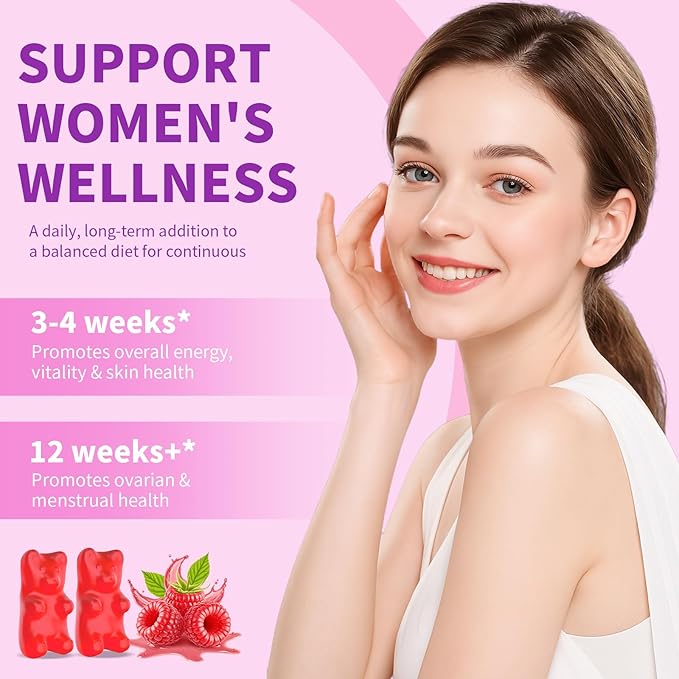 Pack of 2 Myo-Inositol & D-Chiro Inositol Gummies, 40:1 Ratio Inositol Supplement with Vitamin D3, Magnesium Glycinate, Folate & Zinc, for Female Health & Wellness, Raspberry Flavor, 120 Count