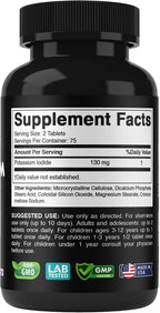 Potassium Iodide Dietary Supplement 130 mg per Serving - 150 Tablets (1 Bottle) - Exp 05/2030