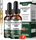 Magnesium Glycinate Liquid Drops Supplement, with Magnesium Glycinate 500mg Ashwagandha, L - Theanine, Chamomile -Support Stress Relief, Bone, Muscle, Mood Strawberry Flavor 2Pack