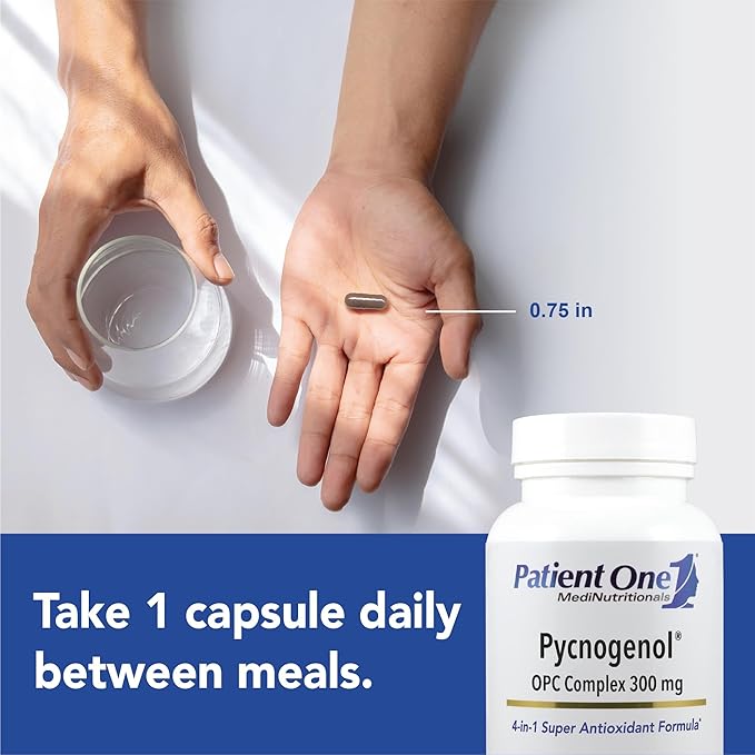 Patient One Pycnogenol OPC Complex 300mg | Supplement to Support Vascular Health and Healthy Aging* | French Maritime Pine Bark and More | 60 Capsules