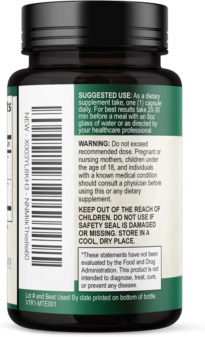 Milk Thistle Extract - Liver Cleanse Detox & Repair Formula - Natural Milk Thistle with Silymarin Marianum & Dandelion Extract - Natural Herbal Liver Health Supplement - Made in USA - 60 Capsules