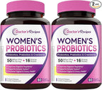 Doctor's Recipes Women's Probiotics, 120 Caps (2 Pack) 50 Billion CFU 16 Strains, with Organic Cranberry, Digestive Immune Vaginal & Urinary Health, Shelf Stable, Delayed Release, No Soy Gluten Dairy